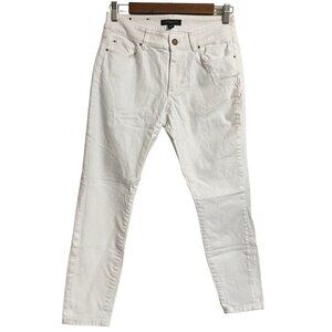 Ann Taylor Womens White Mid Rise The Skinny Ankle Curvy Fit Jeans Size 2 Petite